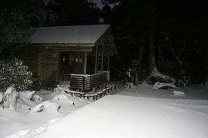 Snow at Yodogawa Hut